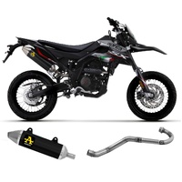 Arrow Exhaust - Aprilia Rx-sx 125 2021 > 2024 Full Exhaust Thunder Steel Endcap Black Aluminum