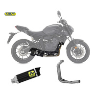 Arrow Exhaust - Yamaha Mt-07 2021 > 2024 Full Exhaust Kat Thunder Carbon End Cap Black Aluminum