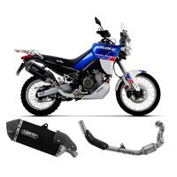 Arrow Exhaust - Aprilia Tuareg 660 2022 > 2024 Sonora Racing Dark Titanium Full System Exhaust Carbon End Cap
