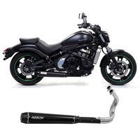 Arrow Exhaust - Kawasaki Vulcan S 650 2021 > 2024 Full Exhaust Rebel Dark Alum End Cap Steel Black