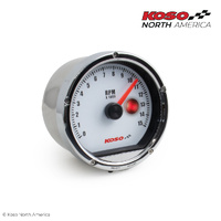 Koso TNT-01R TACHOMETER 15000 RPM SHIFT LIGHT - WHITE FACE / WHIT