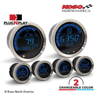 Koso HD-02 KIT WITH OIL TEMP METER - 6 PCS KIT - SILVER BEZEL