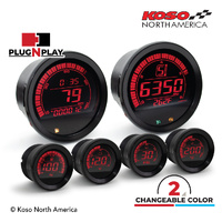 Koso HD-02 KIT WITH OIL TEMP. METER - 6 PCS KIT - BLACK BEZEL