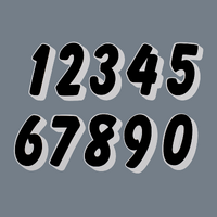 Pyramid Decals | Racing Numbers Set 0-9 | 3D Black & White