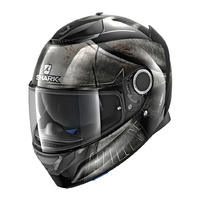Shark Spartan Hoplite Helmet (Black, Silver, Anthracite) [Size: S]