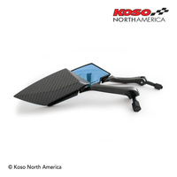 Koso TT-STYLE - MIRRORS -BLUE LENS/CARBON LOOK MATT STEM 10MM