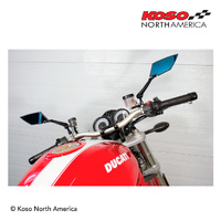 Koso TT-STYLE - MIRRORS -  BLUE LENS/CARBON LOOK SHELL MATT SILVER STEM