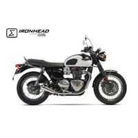 IXIL SLIP ON (RIGHT MUFFLER) - IRONHEAD CONICAL MATT INOX To Suit TRIUMPH BONNEVILLE T100 / BLACK 18-20 (DB01)