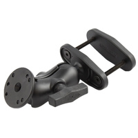 RAM-101U-B-247-25 :: RAM 2.5" Square Post Clamp Mount with Round AMPS Plate - Short Arm