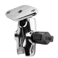 RAM-B-103-A-238CHU :: RAM Chrome Double Socket Arm with Diamond Plate - Short Arm