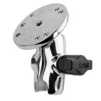 RAM-B-103CHU-A :: RAM Chrome Double Socket Arm with Round Plate - Short Arm
