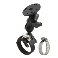 RAM-B-108U-A :: RAM Double Ball Strap Hose Clamp Mount with Round Plate - Short