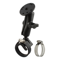 RAM-B-108U :: RAM Double Ball Strap Hose Clamp Mount with Round Plate - Medium