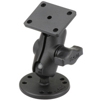 RAM-B-139U-A :: RAM Drill-Down Double Ball Mount with Rectangle AMPS Plate - Short