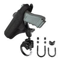 RAM-B-149Z-2-GUN1U :: RAM ATV/UTV Double Ball Rail Mount with Gun Holster Clip