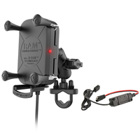 RAM-B-149Z-A-UN12W-V7M :: RAM TOUGH-CHARGE WIRELESS WITH X-GRIP TECHNOLOGY WITH UBOLT MOUNT AND MOTORCYCLE HARDWIRE CHARGER