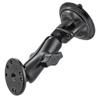RAM-B-166-202U :: RAM Twist-Lock Suction Cup Double Ball Mount with Round Plate