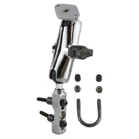 RAM-B-174CHU :: RAM Chrome Motorcycle Brake/Clutch Reservoir Mount with Diamond Plate