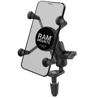 RAM-B-176-A-UN7U :: RAM Fork Stem Mount With Short Double Socket Arm & Universal X-Grip Phone Cradle