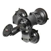 RAM Twist-Lock™ Triple Suction Mount with Round Plate and 1/4"-20 Stud