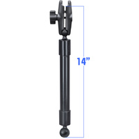 RAP-BB-230-14-201U :: RAM 14" Long Extension Pole With (2 qty) 1" Diameter Ball Ends, and Double Socket Arm