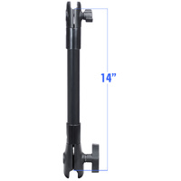RAP-CB-201-14U :: RAM 14" PVC Pipe Extension with B Size & C Size Socket Arms