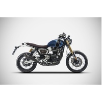 Zard Stainless Steel Full Exhaust To Suit Triumph Scrambler 1200 (2021 - 2023) - Street Version - Black