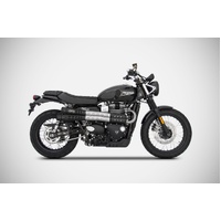 Zard Six Days Stainless Steel Slip-On Exhaust To Suit Triumph Scrambler 900 (2021 - Onwards) - Racing Version With Black Heat Shield