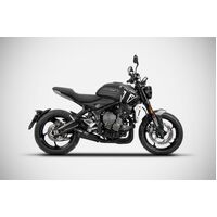 Zard Exhaust To Suit Triumph Trident 660 (2021 - Onwards) - Stainless Steel With Titanium Sleeve And Black Finish