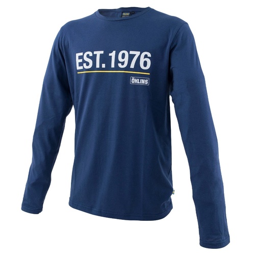 Ohlins Long Sleve T-Shirt EST .1976 Blue-White/Yellow print M