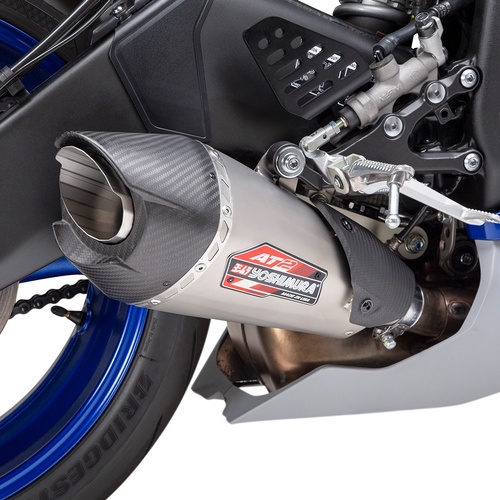 Yoshimura YZF-R6V 06-20 AT2 Stainless Slip-On Exhaust, w/ Stainless Muffler