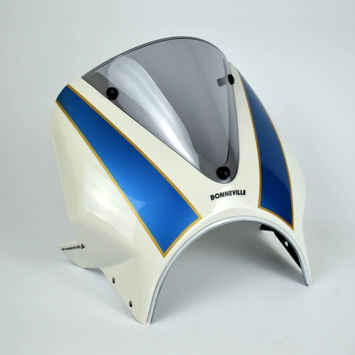 Pyramid Fly Screen | Fusion White & Aegean Blue | Triumph Bonneville T100 2016>Current