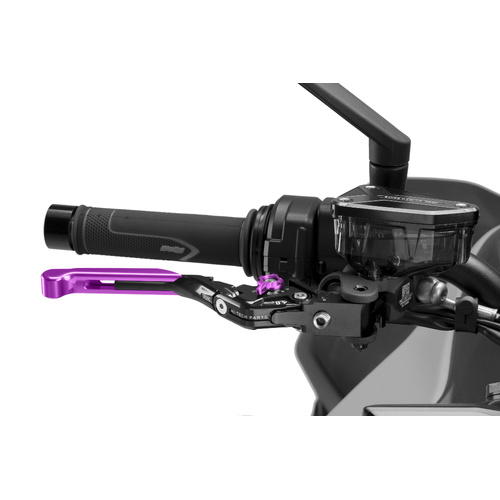 Puig Foldable And Extendable Brake Lever 4.0 (Purple Extension, Purple Adjuster)