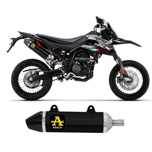 Arrow Exhaust - Aprilia Rx-sx 125 2021 > 2024 Exhaust Muffler Thunder Carbon Endcap Black Aluminum