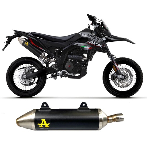 Arrow Exhaust - Aprilia Rx-sx 125 2021 > 2024 Exhaust Muffler Thunder Steel Endcap Black Aluminum