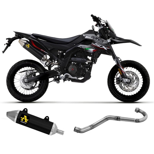 Arrow Exhaust - Aprilia Rx-sx 125 2021 > 2024 Full Exhaust Thunder Steel Endcap Black Aluminum