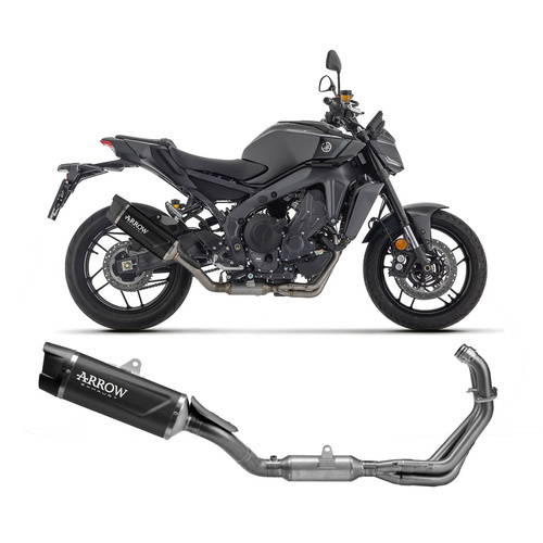 Arrow Exhaust - Yamaha Mt-09 / Sp 2024 Racing Full System Exhaust Indy Race Evo Dark Aluminium Carbon End Cap