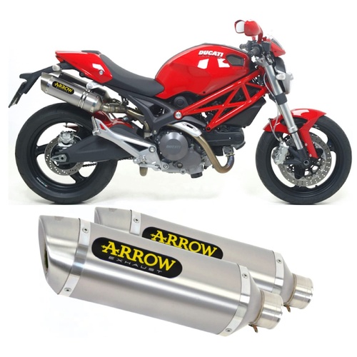 Arrow Exhaust - Ducati Monster 796 2010 > 2014 Exhaust Thunder Aluminium Dark+steel End Cap