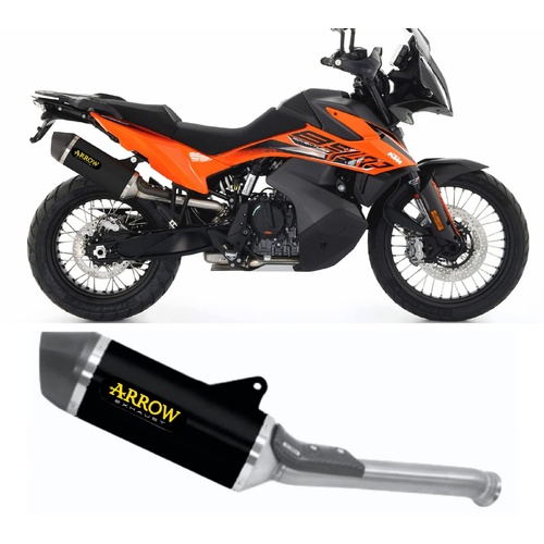 Arrow Exhaust - KTM 790 Adventure 2024 Approved Dark Aluminum Exhaust Race-tech Carbon End Cap