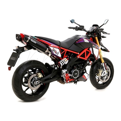 Arrow Exhaust - Aprilia Dorsoduro 750 2009 > 2017 Link Pipe 1:2+approved Street Thunder Black Aluminum Exhausts Carbon End Cap
