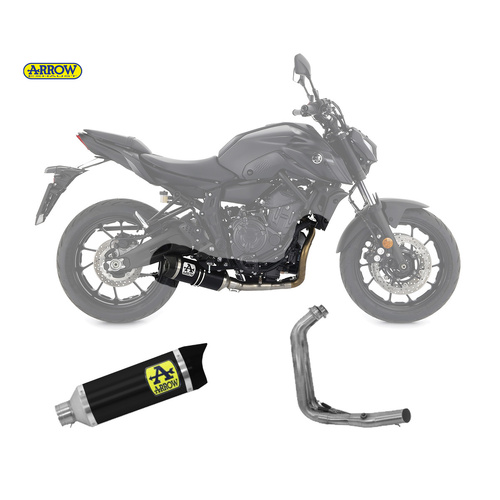 Arrow Exhaust - Yamaha Mt-07 2021 > 2024 Full Exhaust Thunder Carbon End Cap Black Aluminum