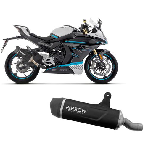 Arrow Exhaust - CF Moto 450nx/450sr 2023 Exhaust Muffler Indy Race Evo Aluminum Dark+carb End Cap
