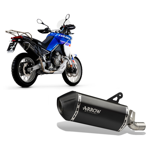 Arrow Exhaust - Aprilia Tuareg 660 2022 > 2024 Exhaust Muffler Sonora Titan Dark End Cap Carb