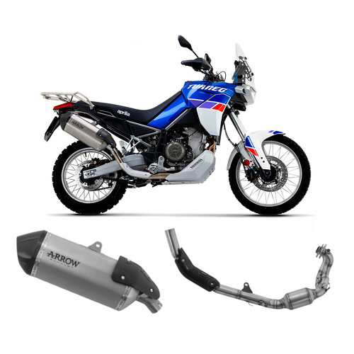 Arrow Exhaust - Aprilia Tuareg 660 2022 > 2024 Sonora Racing Titanium Full System Exhaust Carbon End Cap