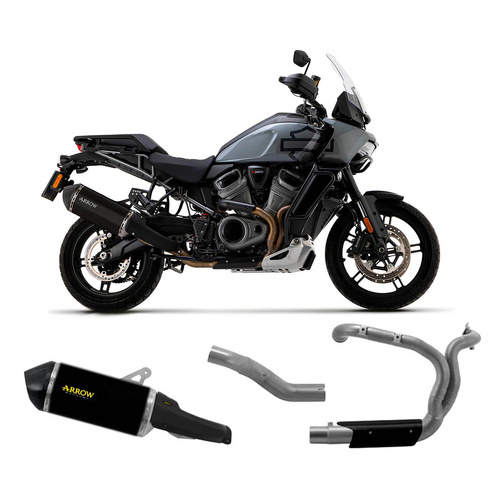 Arrow Exhaust - Harley Davidson Pan America 1250 2020 > 2023 Exhaust Muffler Sonora Dark Titanium + Link Pipe + Headers