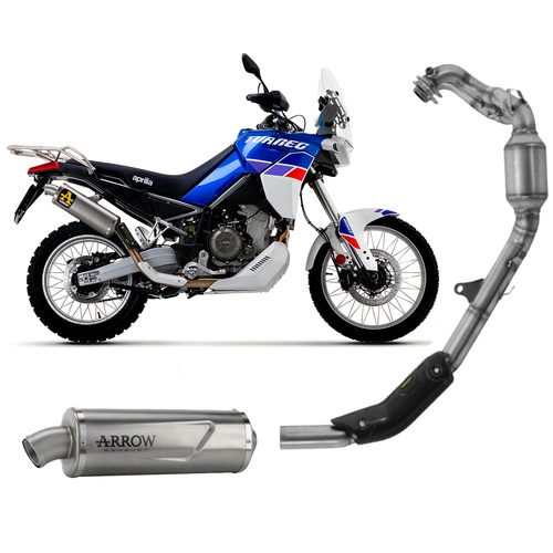 Arrow Exhaust - Aprilia Tuareg 660 2022 > 2024 Full System Exhaust Indy Race Evo Titan Con End Cap Inox