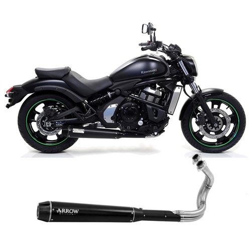 Arrow Exhaust - Kawasaki Vulcan S 650 2021 > 2024 Full Exhaust Rebel Carbon End Cap Steel Black