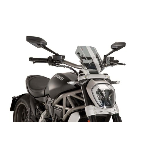 Puig New Generation Adjustable Screen To Suit Ducati XDiavel (2016 - Onwards) - Smaller Version (Smoke)
