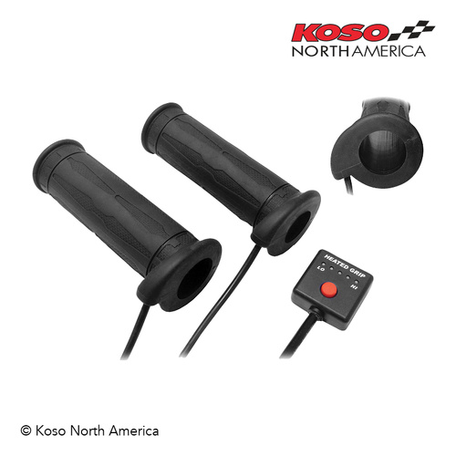 Koso 5 Level Heated Grips 1" + 1 1/8" Handlebar for Twist Throttle Applications