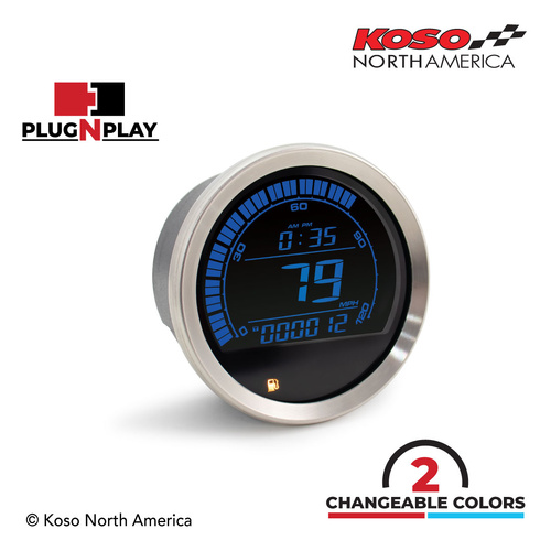 Koso HD-02S HARLEY-DAVIDSON 4'' SPEEDOMETER - SILVER BEZEL